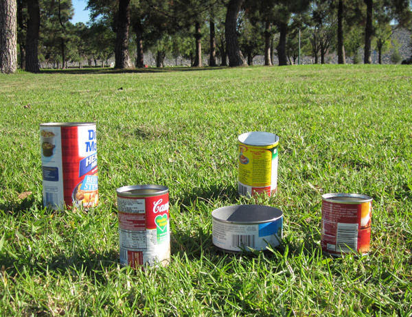 Photo of cans used to calibrate sprinklers
